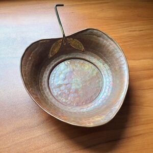 Hammered copper leaf pan or fruit bowl